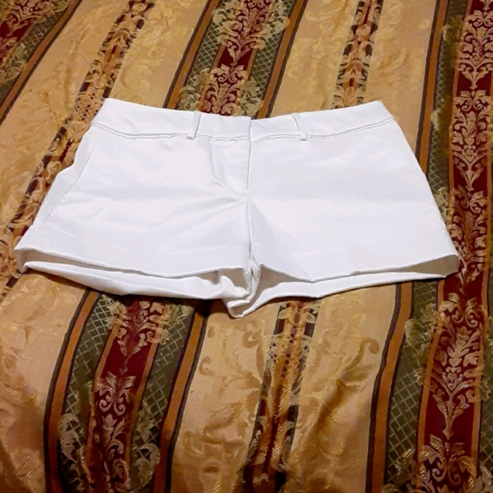 Shiny white cocktail dressy shorts